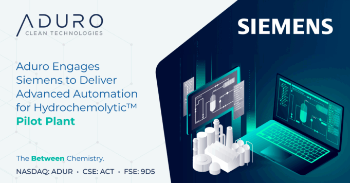 Aduro Beauftragt Siemens mit der BereitSTellung FortschnittlicherauTomatierungfürhydrochemolosolytic ™ -Pilotanklage | 02.05.25

