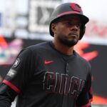 Rote Armee Der Infielder Jeimer Candelario für den Vertrieb ausgewiesen