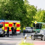 Vier Verlettte Bei bricht sich von Auf dereuropastraße in Jarplund ab