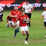 Anthony Watson makes a break during the British & Irish Lions' 10 July 2021 match against the Sharks in Pretoria