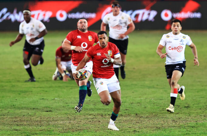 Anthony Watson makes a break during the British & Irish Lions' 10 July 2021 match against the Sharks in Pretoria