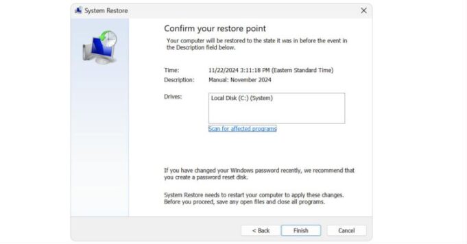 Windows 11löschtwiederherherhersterspunktenach 60 TABEN

