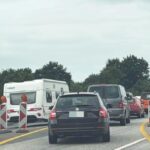 Stau vor Raderhochbrückedurch Reiseverkehrehr